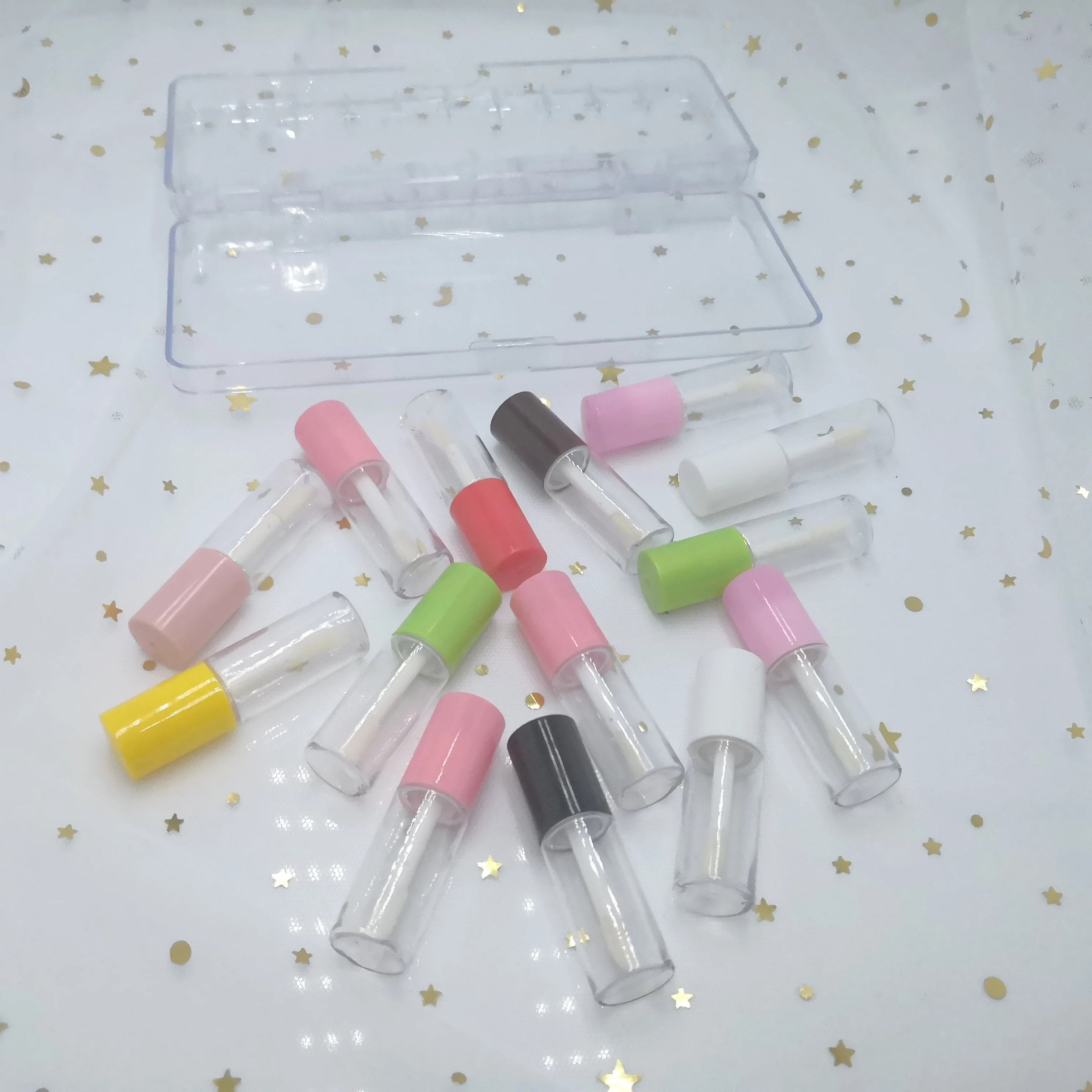 50/100pcs3ML мини Красочные крышки прозрачный блеск для губ Туба. Маленькая Косметическая губная помада образец бутылки, DIY бальзам для губ трубки