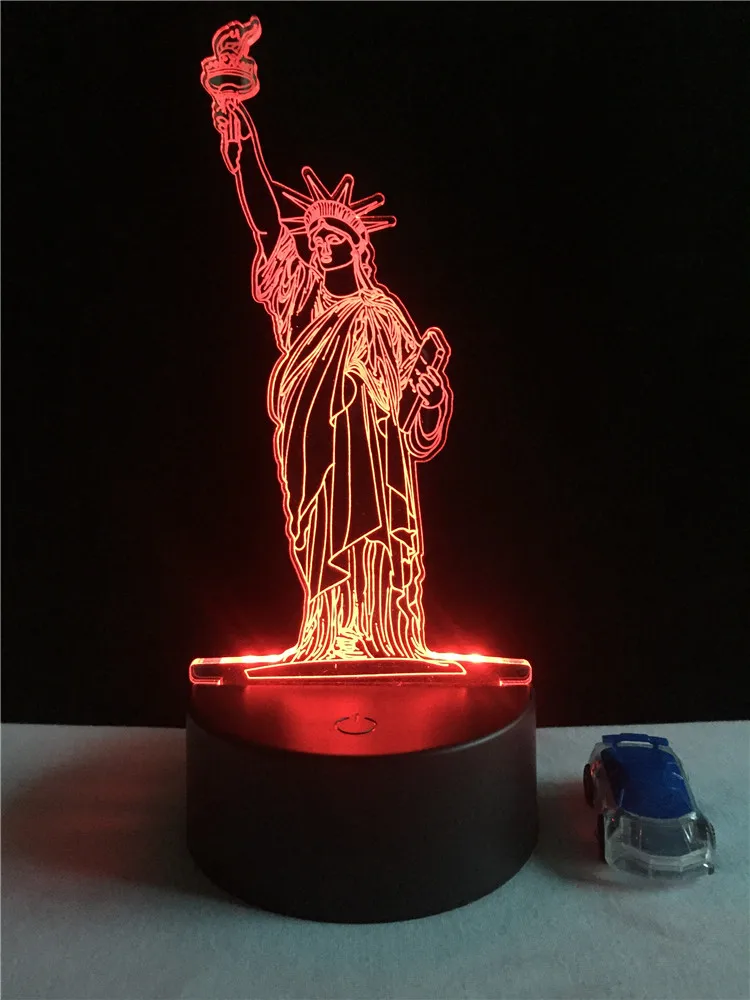 США Статуя Свободы 3D лампа светодиодный ночник с USB Touch RGB цвета Изменение стол ночник прикроватный домашний декор