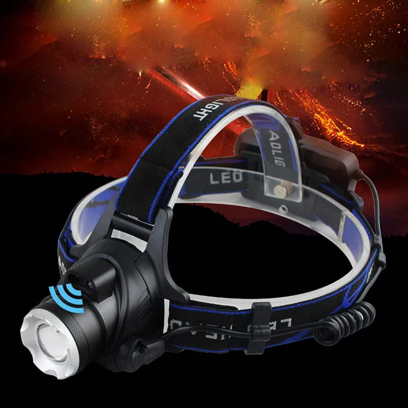 

USB Rechargeable Sense LED Headlamp Zoom CREE T6 2000LM 18650 Headlight Induction Waterproof for Walking Camping Hiking