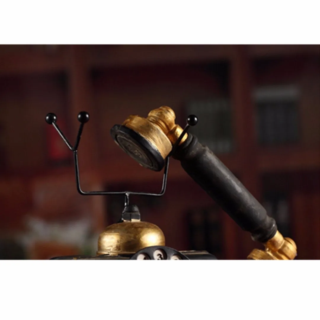 New Vintage Rotary Telephone Statue Antique Shabby Old Phone Figurine Decor Model