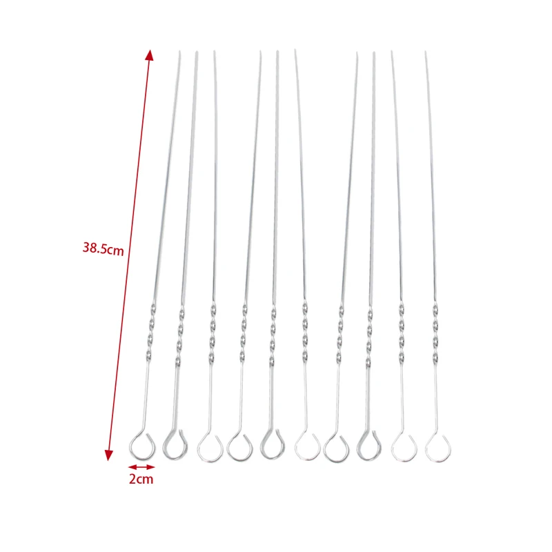 10 шт./компл. из нержавеющей стали плоские шампуры для мяса для наружного барбекю инструмент для барбекю принадлежности