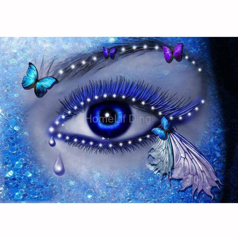 Full Square 35D Diy Daimond Painting Cross stitch Butterflies Eye Round Rhinestones mosaic Embroidery Home Decor Needlework | Дом и сад