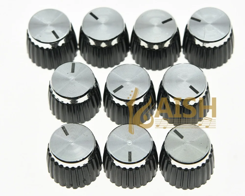 Pack of 10 Guitar Amplifier Knobs Silver Cap Push On Knob fits Marshall