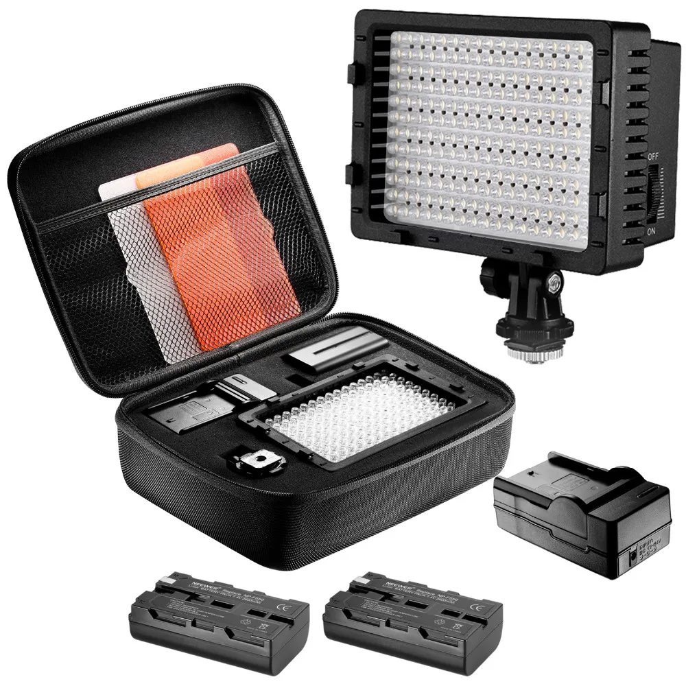 Batteries Neewer Portable Watertight Case with Dense Foam for CN160 Light and Other Same Size Lights Chargers Color Filters and Other Accessories