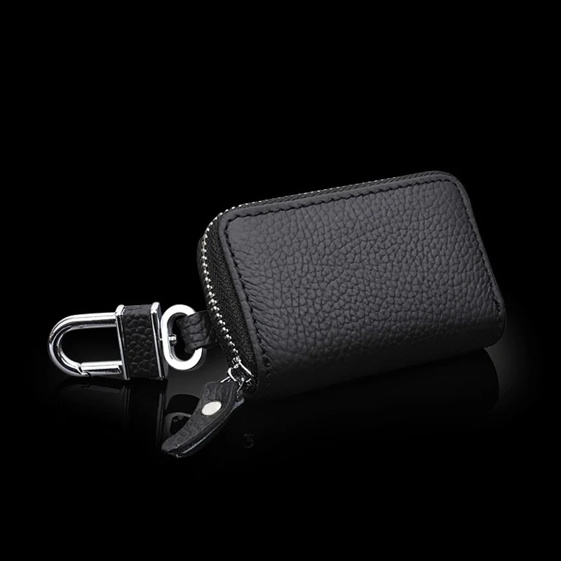 JX-LCLYL Universal Car PU Leather Smart Remote Key Chain Holder Fob Bag Case Cover