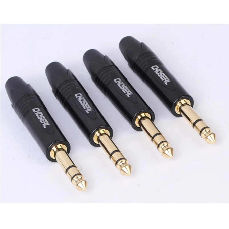 

50Pcs Pure copper and zinc alloy Three-core plug 6.35mm welded plug microphone microphone terminal Audio adapter plug