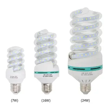 

85-265V E27 7W 16W 24W Spiral Tube Energy Saving Lamp LED Light Bulb Tubes 6500K Cold White Fluorescent Light Bulb