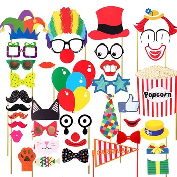 

36PCS/Set Attached Photo Booth Props For Photobooth For Wedding Birthday Party Photo Booth Props Glasses Mustache Lip On A Stick