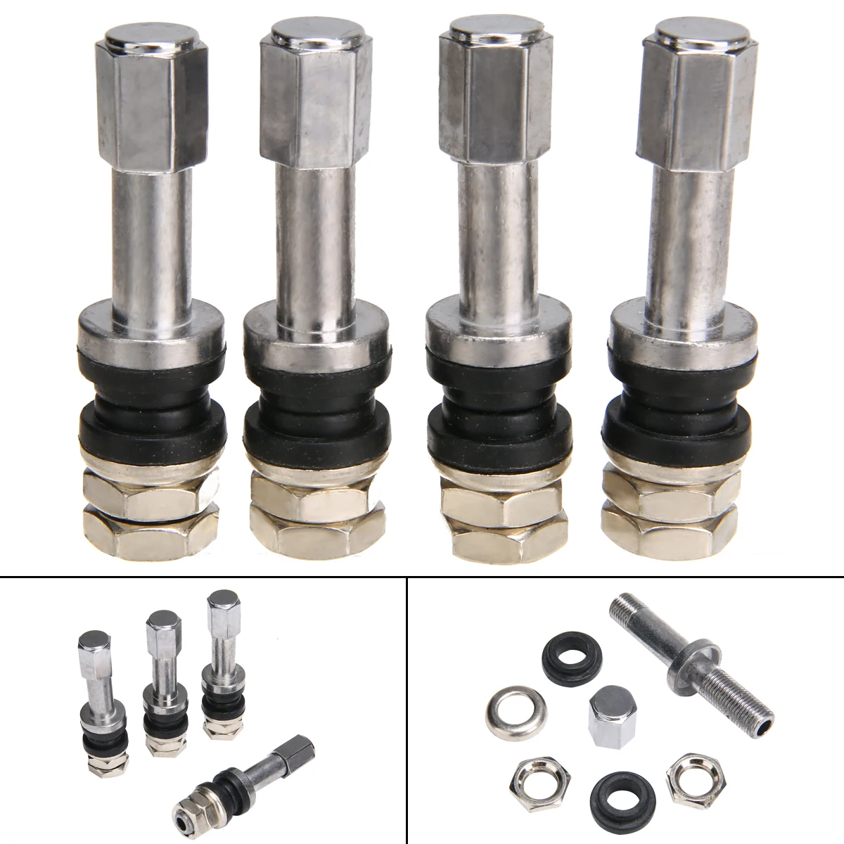 Mayitr 4pcs TR48E Aluminum Bolt-in Car Tubeless Wheel Tire Valve Stem Dust Cap Cover For Motorcycles Scooter Moped Bicycle Rims