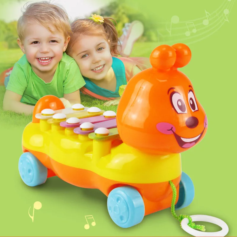 

New Baby Kids 5-Note Xylophone Pull-along Musical Development Colorful Toy Gift