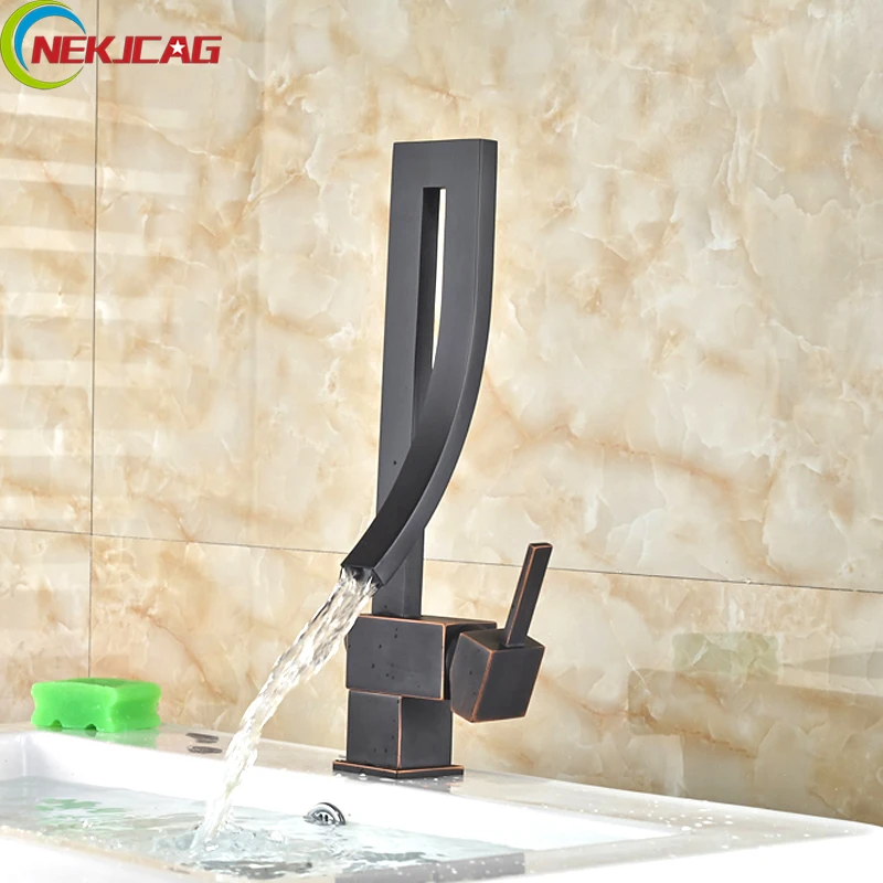 

Wholesale and Retail ORB Waterfall Bath Faucet Deck Mounted Basin Tap Single Handle One Hole