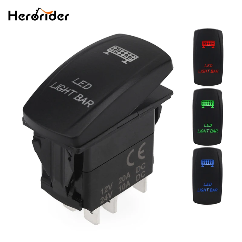 herorider 12v 24v carling style led light bar toggle light bar toggle switch