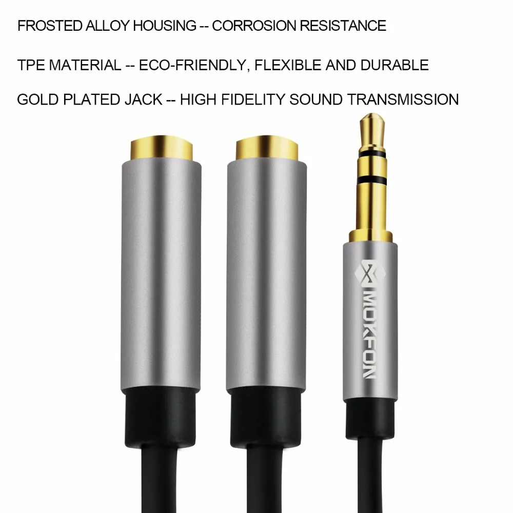 Headphone Y Splitter Mic and Audio Combo Adapter 3.5mm Headset