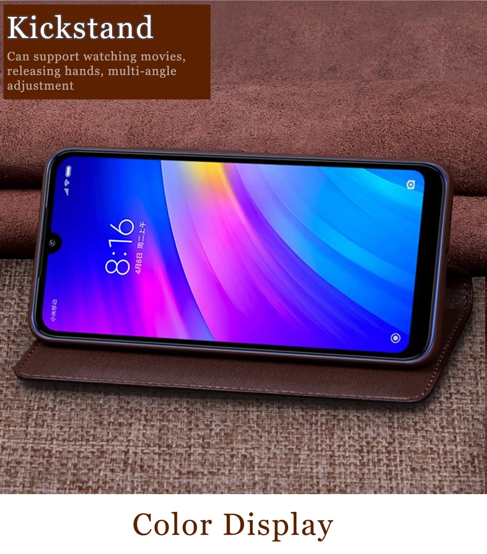 RYKKZ Чехол-книжка из натуральной кожи для Xiami Redmi 7, чехол на магните для Xiaomi Redmi 7, чехол s, кожаный чехол для телефона, чехол s Fundas