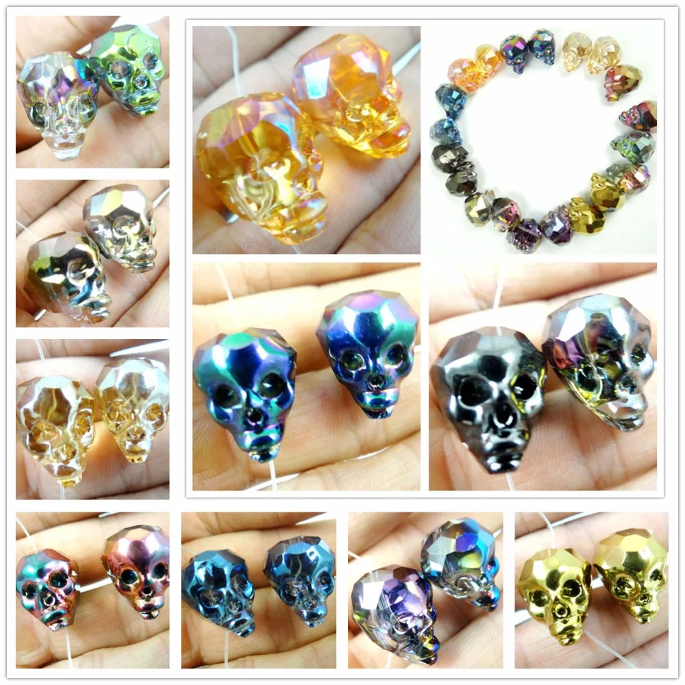 wholesale fashion best selling 10Pcs Titanium crystal carved of Skull
