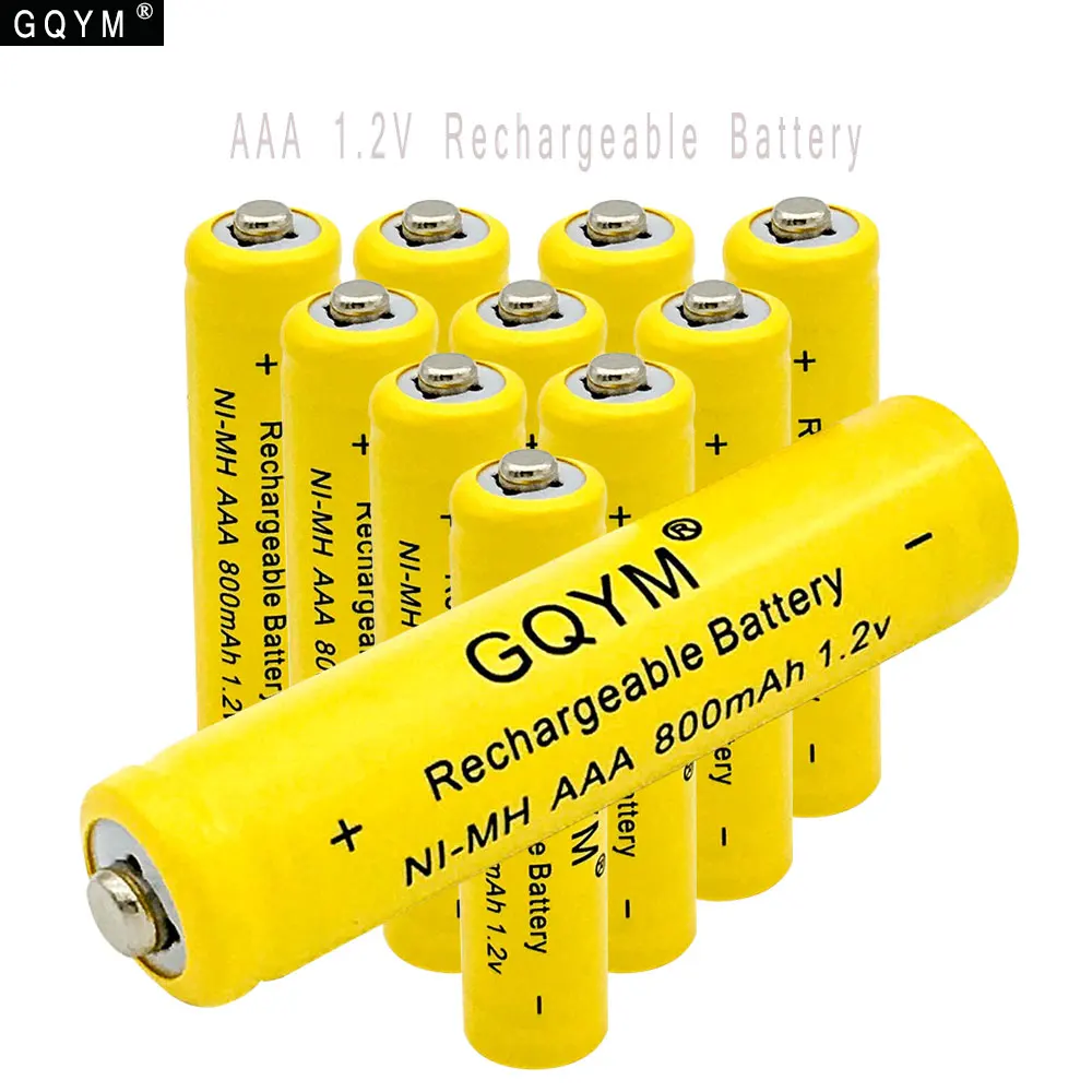 

GQYM 10pcs AAA Ni-MH Rechargeable Battery 1.2V 7# Rechargeable 800mAh 3A Neutral Battery Rechargeable battery
