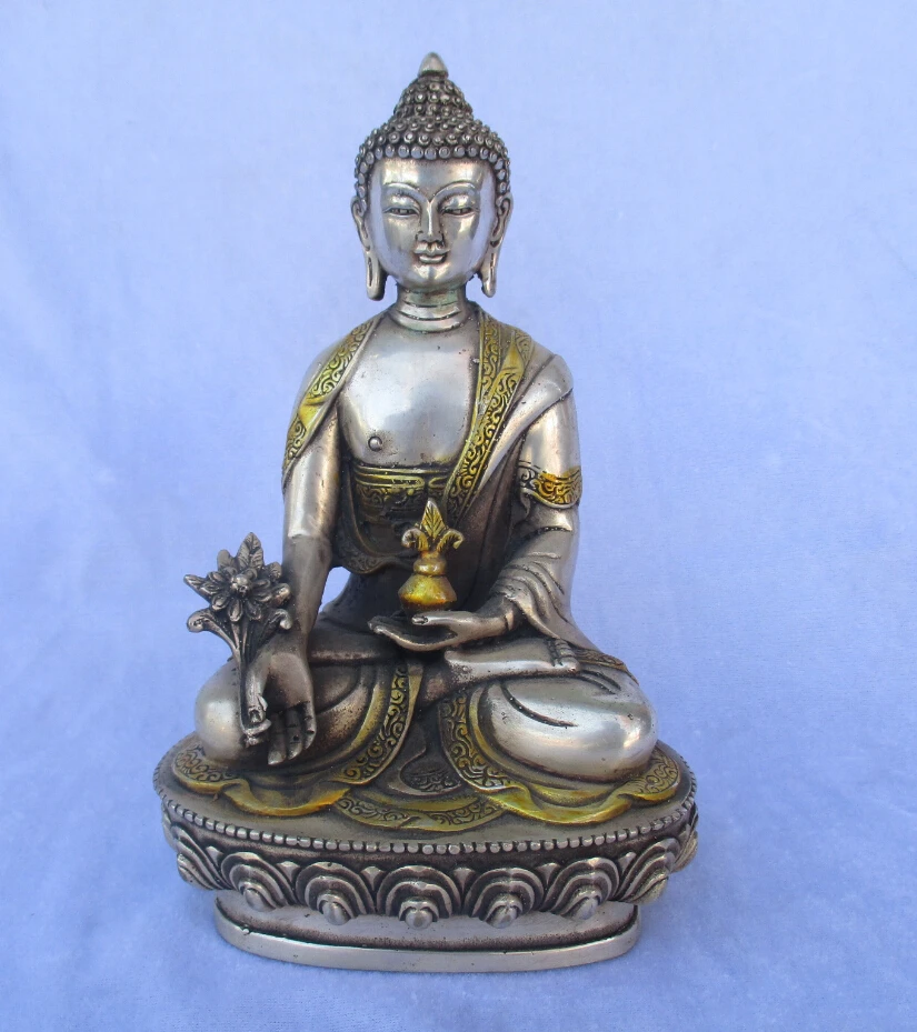 

Antique Tibet Silver Gold gilt Buddha statue ,High 20CM,wide13CM