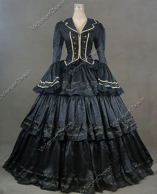 

Custom Made-Civil War Victorian Brocade Ball Gown Period Dress Stage Theatre Reenactment Dress