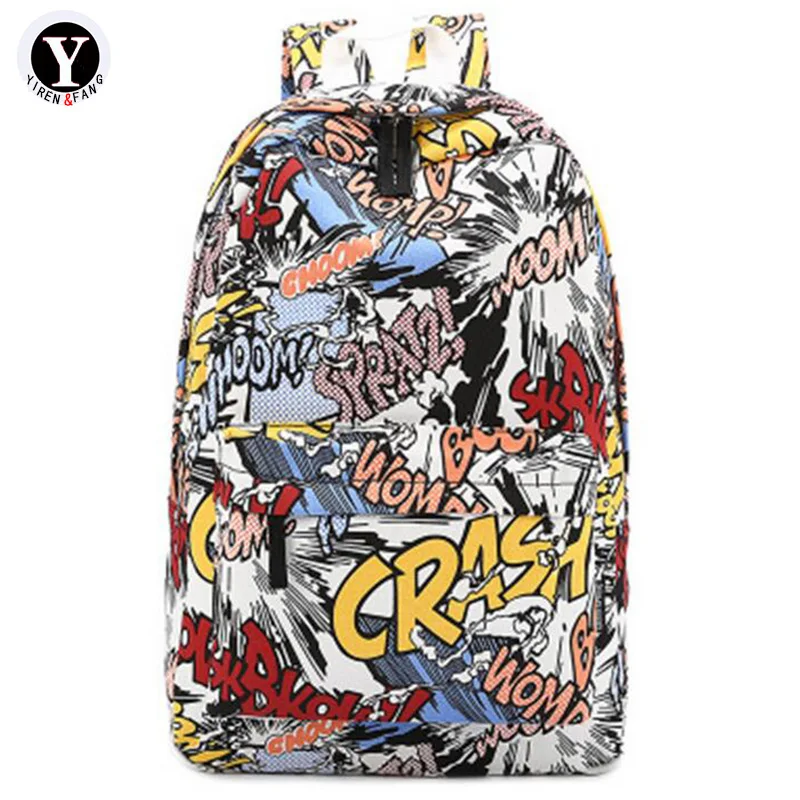 

Yirenfang 2018 Women Backpack Fashion Cartoon Printing Letter School Bags For Teenagers Student Girl Designer Backpack Women