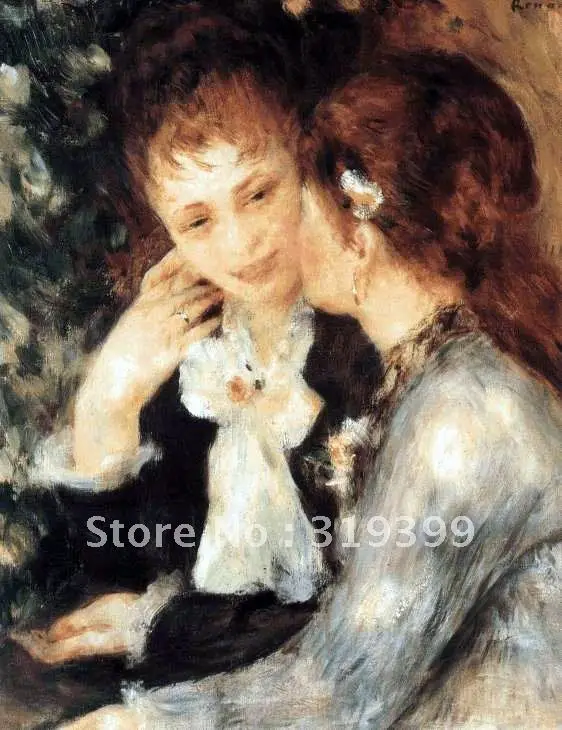 

100% handmade Pierre Auguste Renoir Oil Painting Reproduction on linen canvas,young women talking ,FreeShipping,museum quality