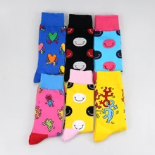 Цветные носки со смайликами и сумасшедшими персонажами из мультфильмов премиум-класса забавные носки унисекс для женщин и мужчин счастливые носки удобные хлопковые носки