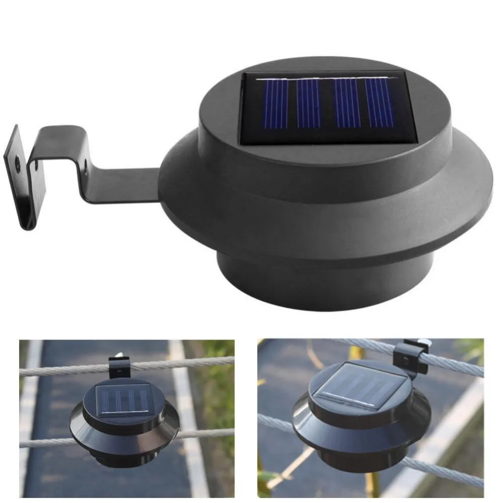 

3 LED Solar Lamp Gutter White Light Fence Garden Light ON/OFF Outdoor Lighting Yard Garden Wall Lobby Pathway Lantern