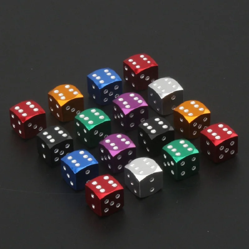 

4pcs Aluminum Alloy Dice Design Car Tire Valve Cap Sem Wheel Trye Cover Black, Red , blue, silver , purple