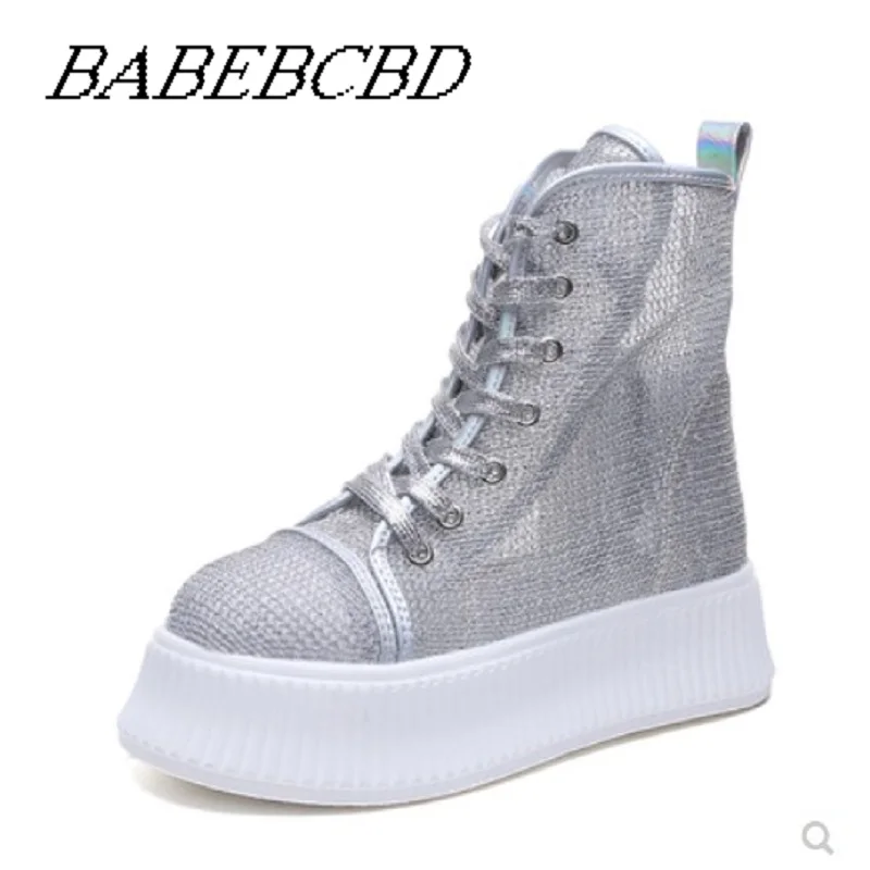 

Mesh High-Upper Shoes Women 2019 New Summer Baitie Thick-Bottom Muffin Shoes Breathable Mesh Red Shoes Super-Fire Plate Shoes
