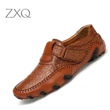 New Design font b 2017 b font Spring Summer Men Flat Shoes Soft Split Leather Male