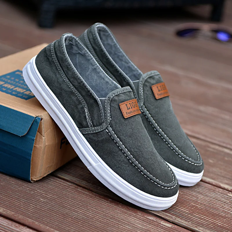 

FEERIJT Summer Canvas Shoes Male Fashion Men Shoes Comfortable Loafers Men Spring 2019 New Men Casual Shoes Walking Flat Shoes
