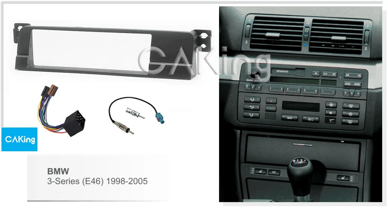 

Single Din Fascia Radio Panel Harness Antenna for BMW 3-series (E46) 1998-2005 Audio Frame Dash Fitting Kit Facia Plate Cover