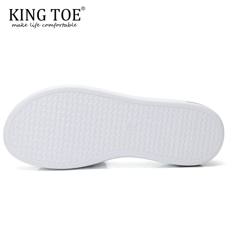 KINGTOE/женские модные шлепанцы женская обувь из натуральной кожи белые туфли