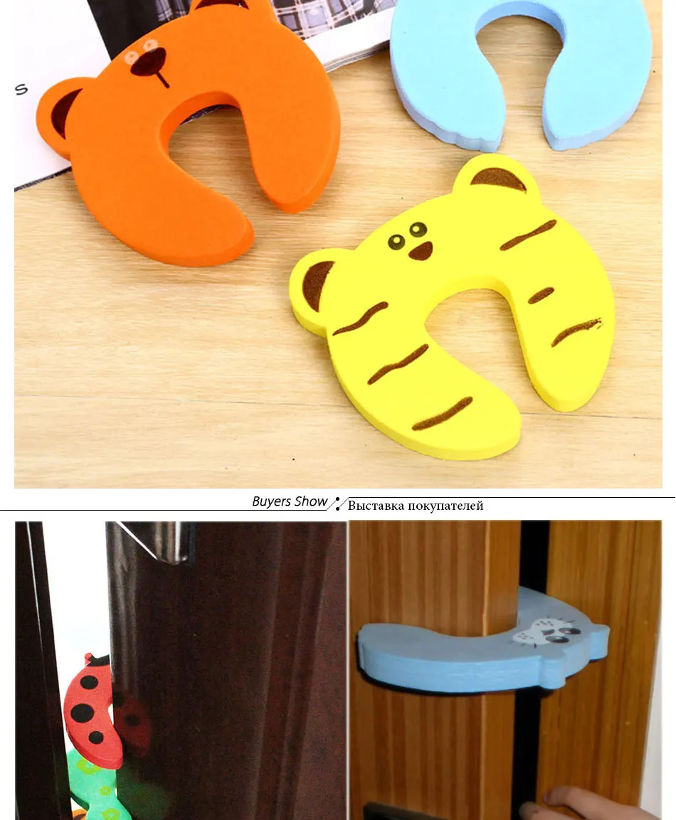 10pcs/Set Children Safety Cartoon Door Clamp Pinch Hand Security Stopper Cute Animal Baby Safety Door Stopper Clip Security Drop