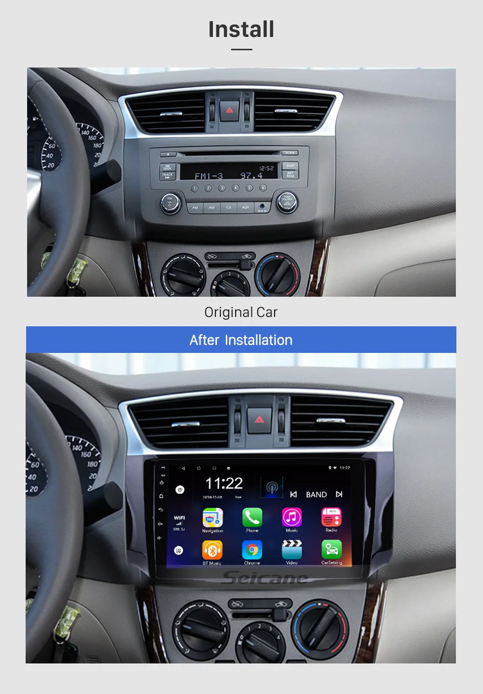 Excellent Seicane Android 8.1/7.1 10.1" 2Din GPS Car Radio Head Unit For 2012-2016 NISSAN SYLPHY Multimedia Player Support 3G Wifi OBDII 2