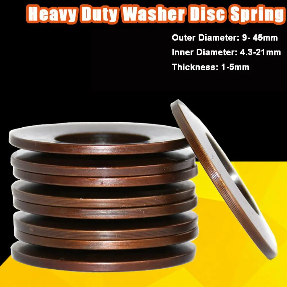

DIN6796 Belleville Compression Spring Gasket Heavy Duty Washer Disc Spring Outer Diameter9-45mm Inner Diameter 4.3-21mm