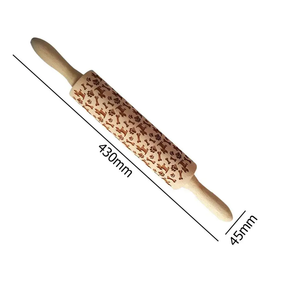 Рождественская Снежинка деревянная Скалка тиснение выпечки печенье лапша печенье, фондан, пирог олень узорчатый ролик формы для выпечки - Цвет: 43x4.5cm