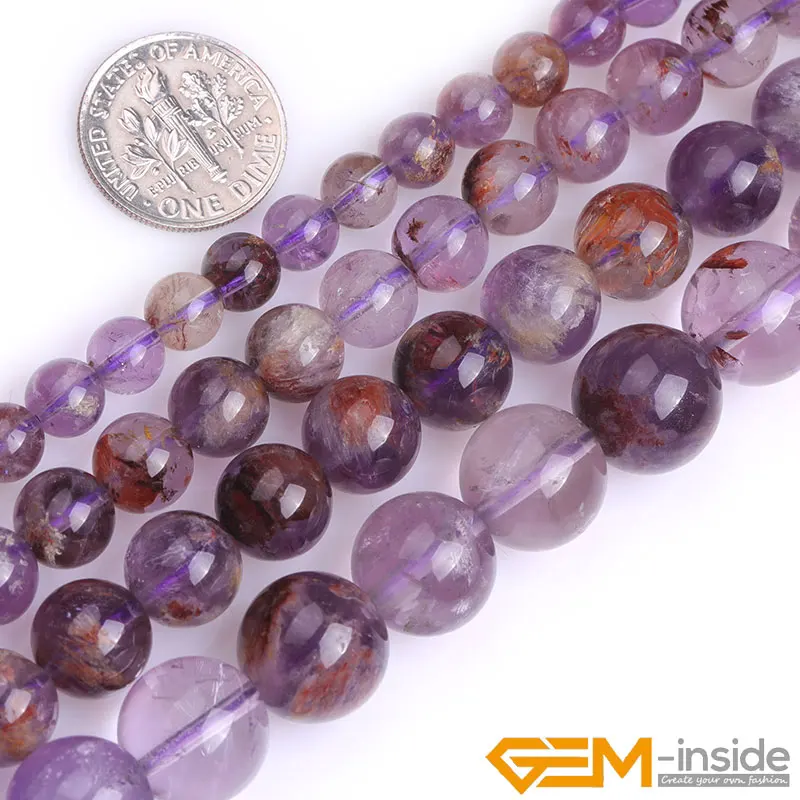 Natural Amethysts Ghost Quartzs Stone Round Semi Precious Bead For Jewelry Making Strand 15&quot DIY Beads 6mm 8mm | Украшения и