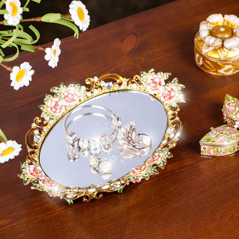 

Home Garden Peony Jewelry Storage Tray Storage Holder Chain Bracelets Earrings Storage Dish For Desktop Decoration Organizer