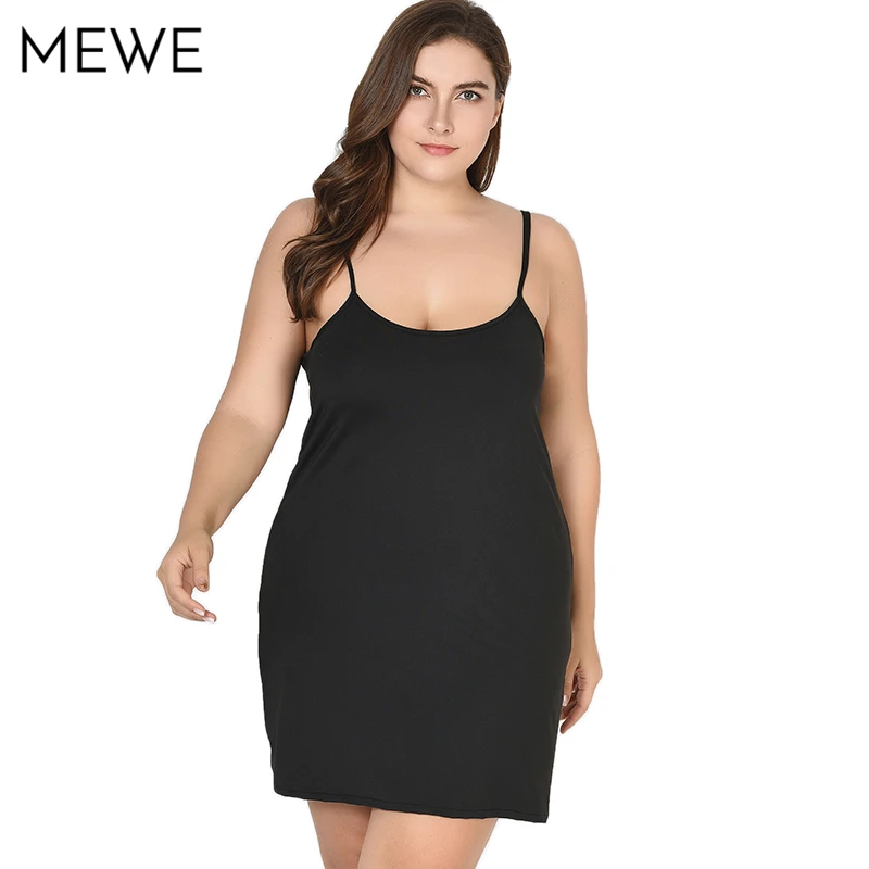 Plus Size Black Party Dress for Women Casual Summer Strap Mini Dress