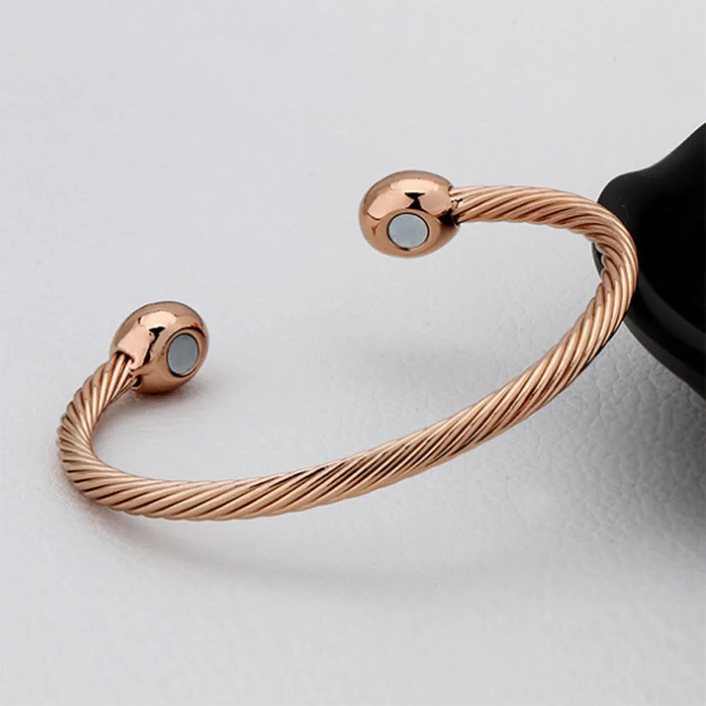 

Women Men Daily Open Cuff Exquisite Brass Bangle Health Care Simple Magnetic Lightweight Pain Therapy Gift Jewelry Bracelet