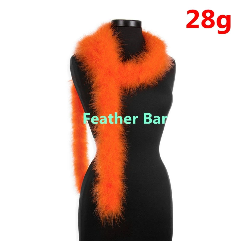 

25gram orange color marabou feather boas Fluffy 2meter/pc 5pc/lot Christmas Party wedding Decorative Chicken Feather Boa fringe