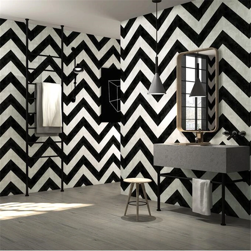 

wellyu Nordic black and white striped wallpaper simple geometric lines clothing store living room industrial wind wallpapers