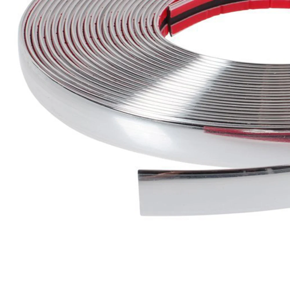 15m Silver Chrome Self Adhesive Car Door Edge Styling Moulding Trim Strip 8mm