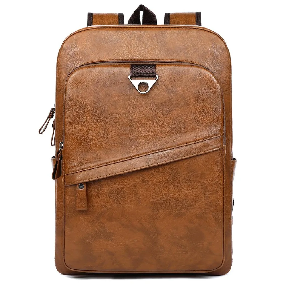 

Awen Shaw Men Backpack PU Leather Travel School Backpack Man Anti-theft Large Capacity Laptop Backpack Male Black Mochila Bag