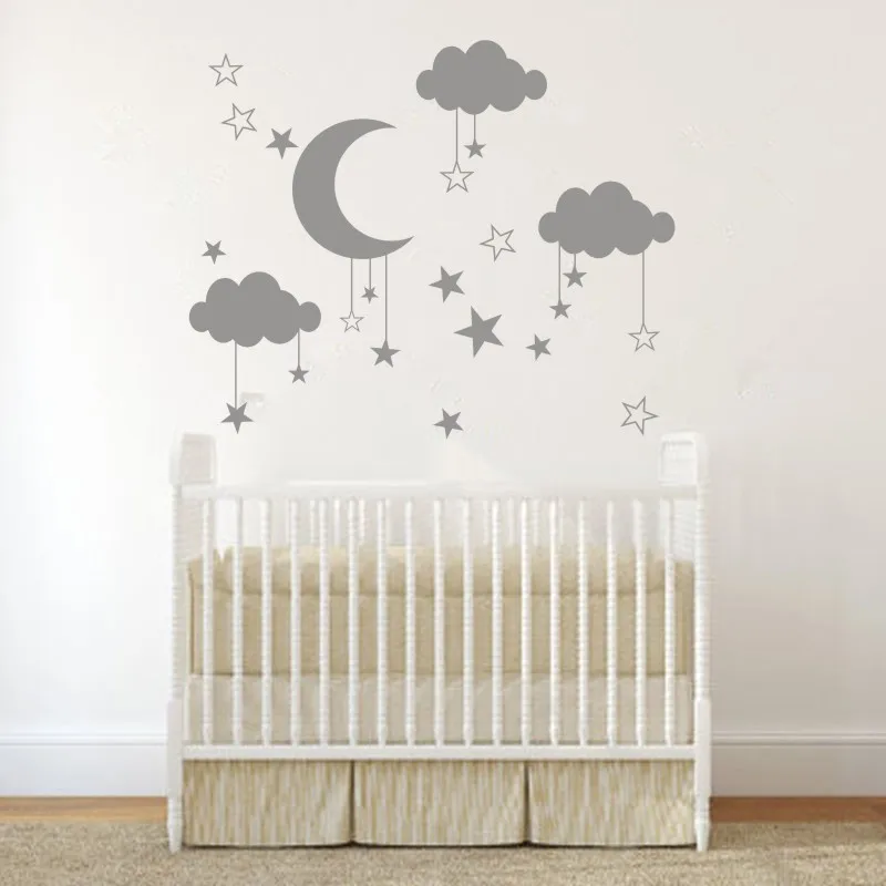 Детская Большая Луна Звезда облако настенные наклейки Детские комната природа пространство настенные детская комната спальня домашний Декор стены искусства T180315