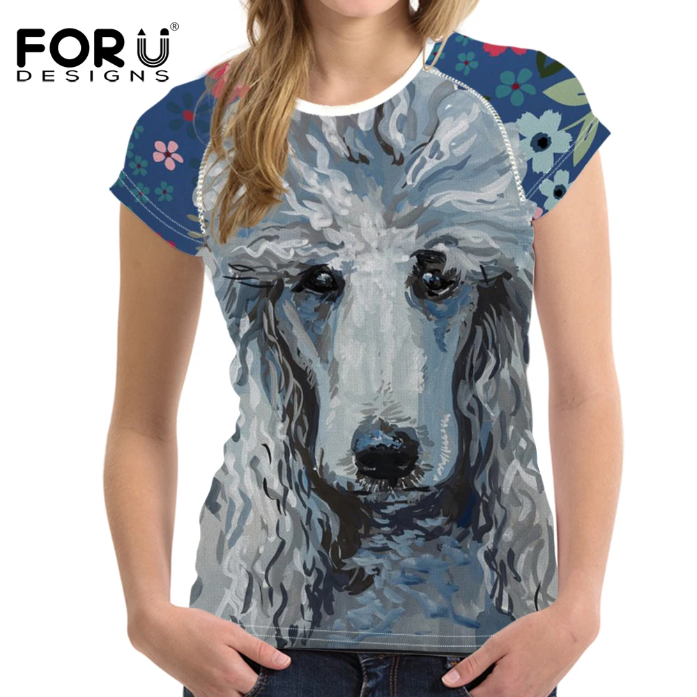 

FORUDESIGNS Harajuku T shirt Women Poodle Sweetheart Printing T-shirt Female Fashion Summer Tops for Girls Kawaii Dog Tee Shirt