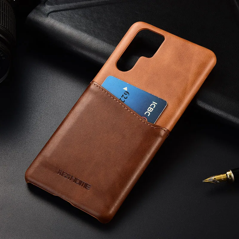 

Case For Huawei P30 KEZiHOME Hit Colors Genuine Leather Hard Back Cover Case For Huawei P30 Pro With Card Pocket