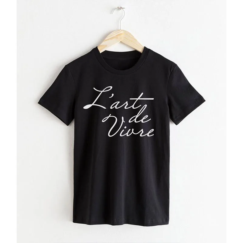 

ONSEME L'art de VIVRE Letters tee shirt femme French Slogan Gift Clothes Paris Statement Female t-shirt Summer Top t shirt Q-604