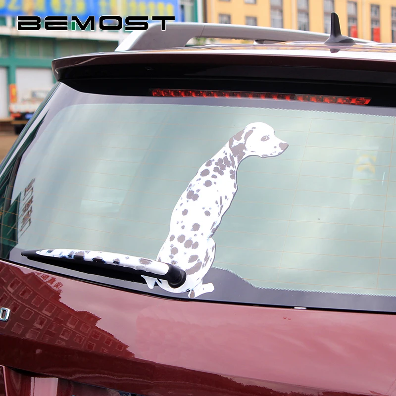 

BEMOST 2 styles Hot Sales Cartoon Spotted Dog Moving Tail Decal Animal Sticker Reflective Car Window Wiper Decal Auto Accessorie