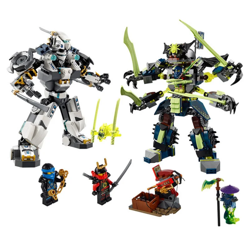 

Bela 10399 Ninja Titan Mech Battle Model Building Kit Blocks Set Ninja Compatible With Legoing Toys For Boys Children 70737